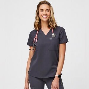 FIGS SCRUBS Pride Limited Edition Catarina One-Pocket Scrub Top Charcoal Size XS